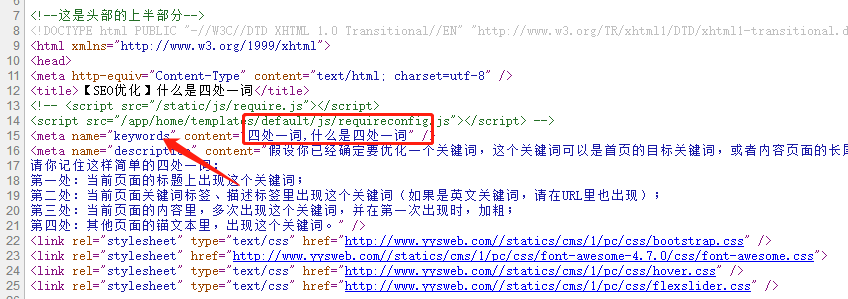 關(guān)鍵詞標(biāo)簽里出現(xiàn)四處一詞